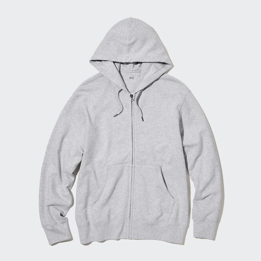 felpa con cappuccio e zip uniqlo da uomo grigia