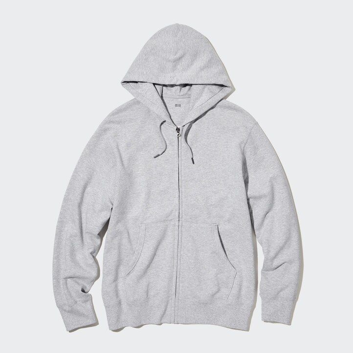 felpa con cappuccio e zip uniqlo da uomo grigia