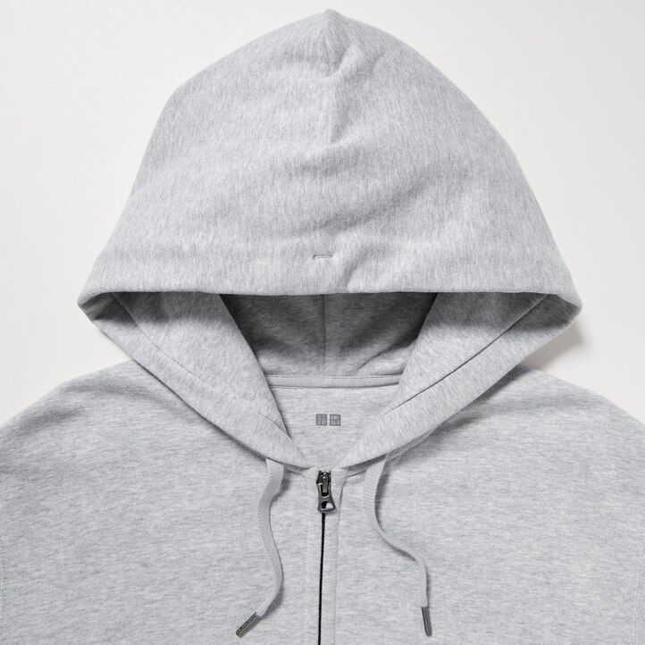 felpa con cappuccio e zip uniqlo da uomo grigia