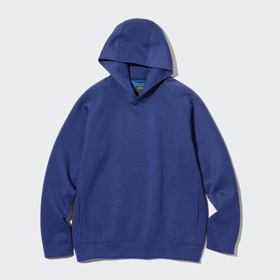 felpa con cappuccio uniqlo dry stretch blu da uomo