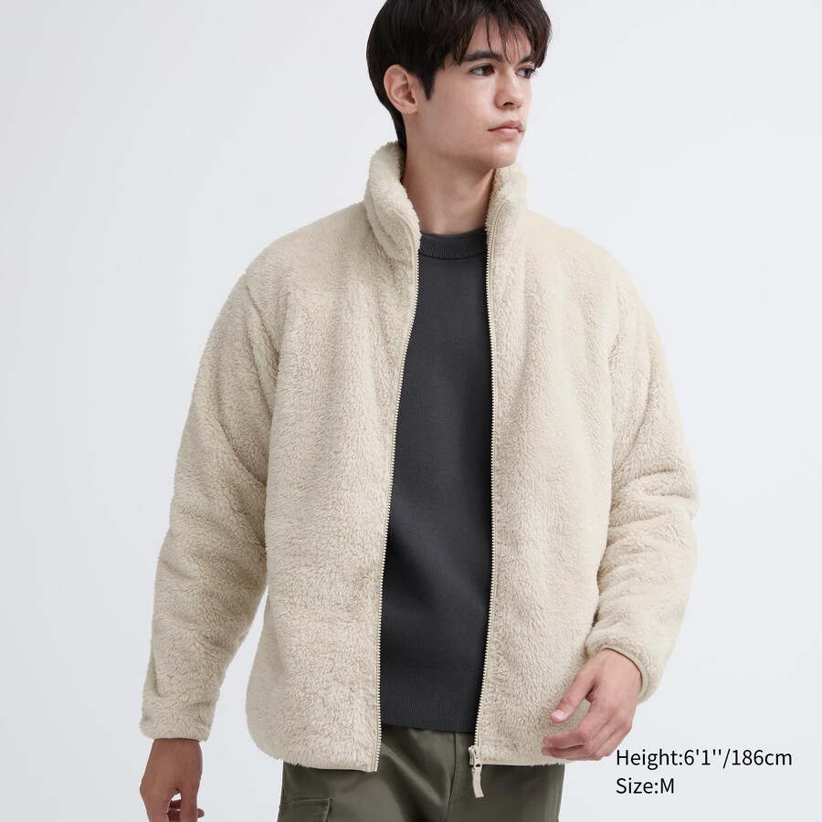 giacche da uomo con cerniera in pile soffice bianco uniqlo