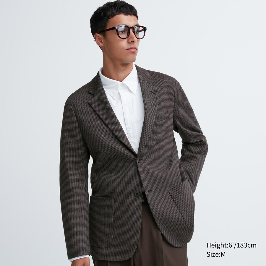 giacche uniqlo comfort da uomo con fantasia marrone scuro