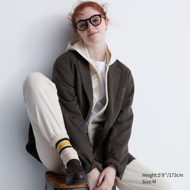 giacche uniqlo comfort da uomo con fantasia marrone scuro