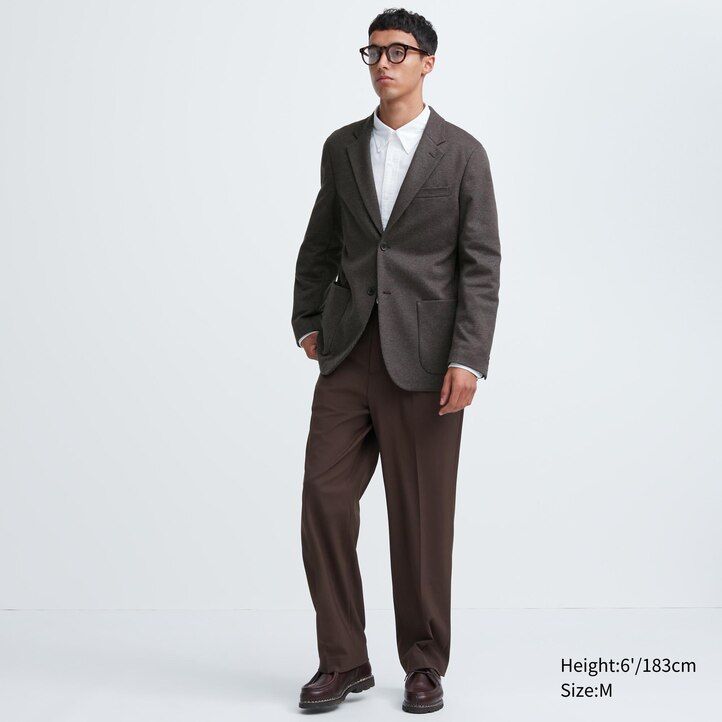 giacche uniqlo comfort da uomo con fantasia marrone scuro
