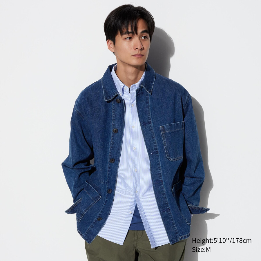 giacche utility in denim uniqlo da uomo blu