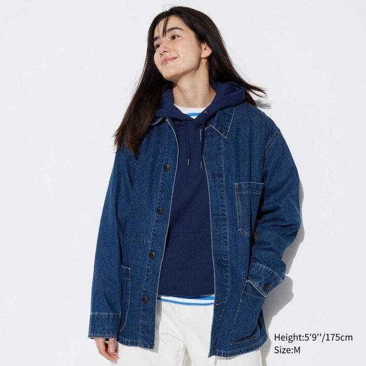 giacche utility in denim uniqlo da uomo blu