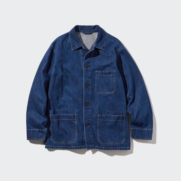 giacche utility in denim uniqlo da uomo blu