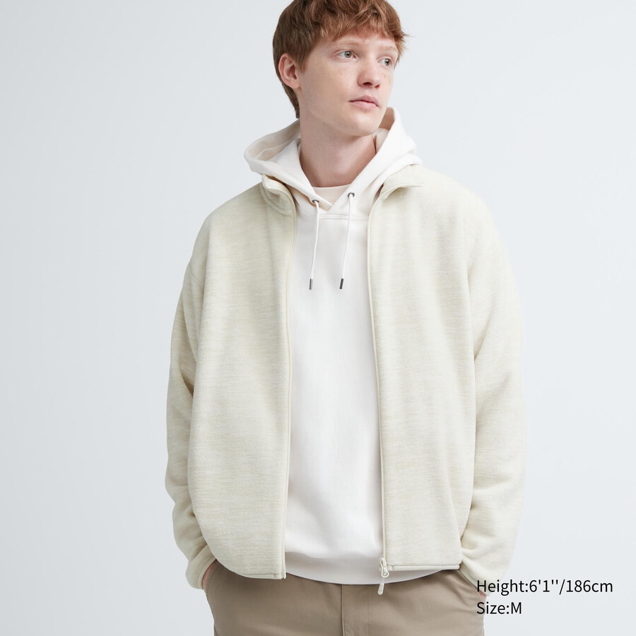 giacche con zip in pile uniqlo da uomo bianche