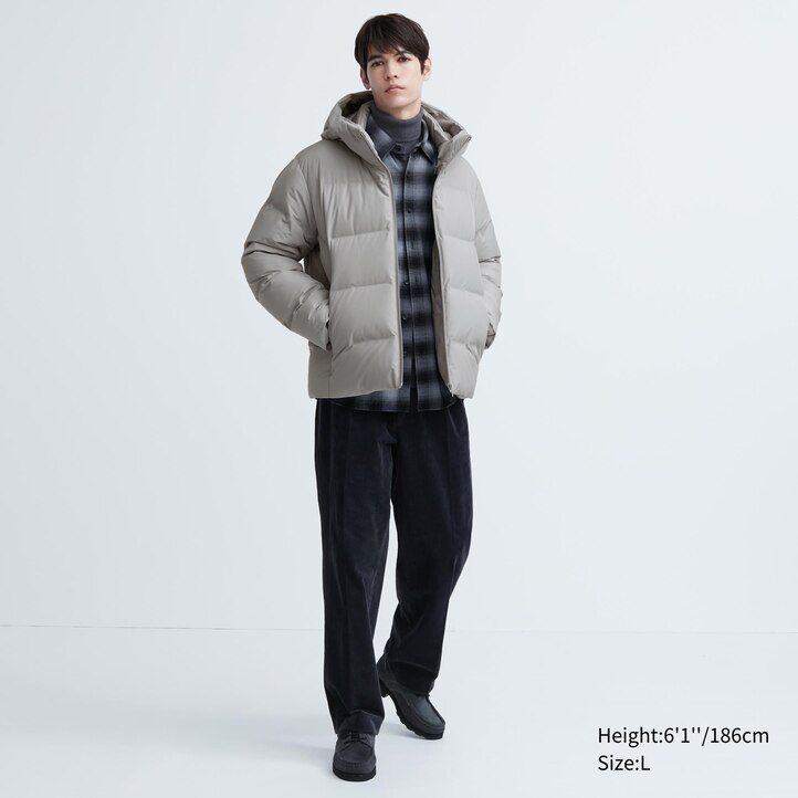giacche uniqlo seamless down 3d cut da uomo colore grigio chiaro