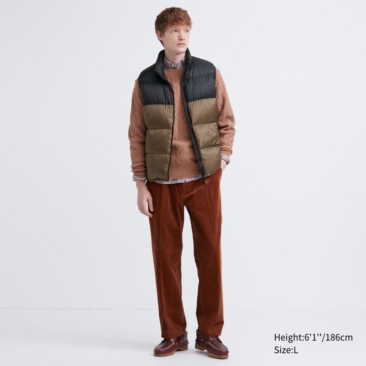 giacche uniqlo ultra light down color block da uomo color oliva