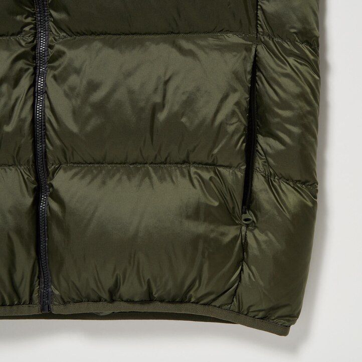 giacche uniqlo ultra light down color block da uomo color oliva
