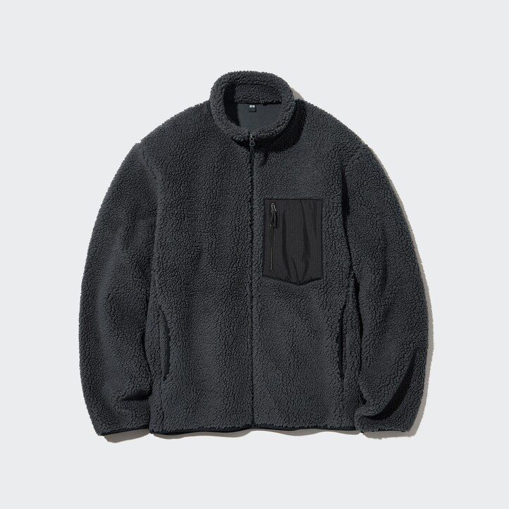 giacche antivento in pile uniqlo da uomo grigio scuro