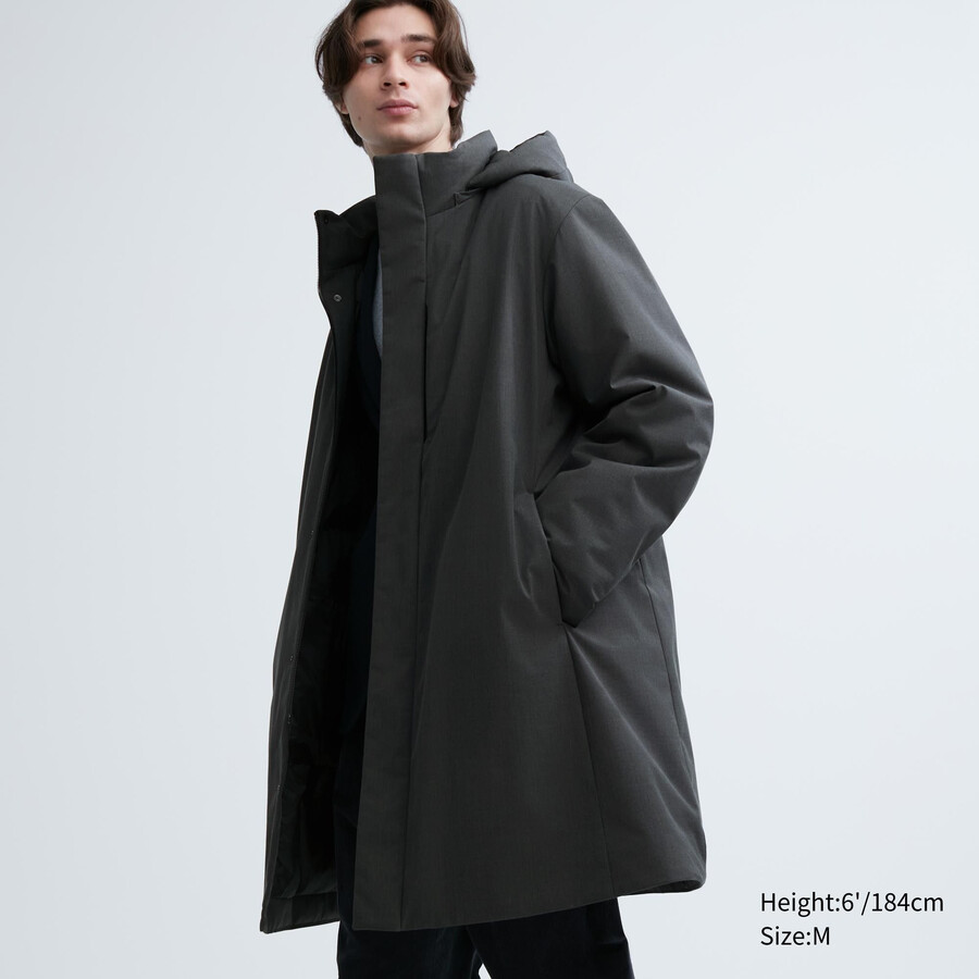 piumini ibridi uniqlo da uomo grigio scuro