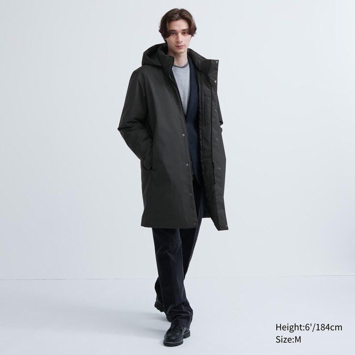piumini ibridi uniqlo da uomo grigio scuro