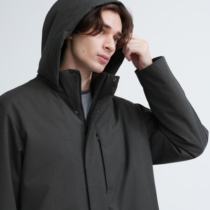 piumini ibridi uniqlo da uomo grigio scuro