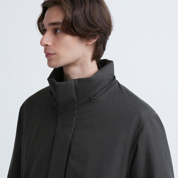 piumini ibridi uniqlo da uomo grigio scuro