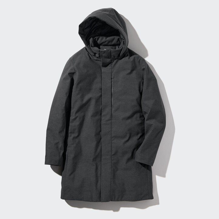 piumini ibridi uniqlo da uomo grigio scuro