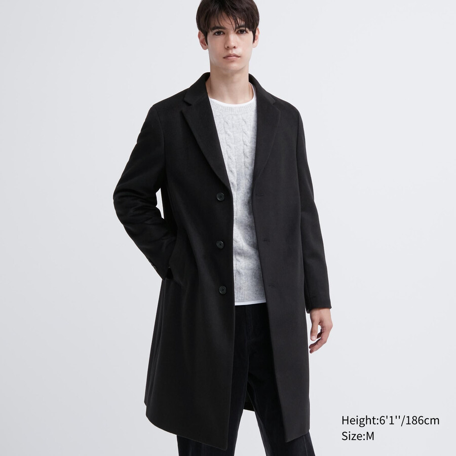 giacche chesterfield in misto lana uniqlo da uomo nere