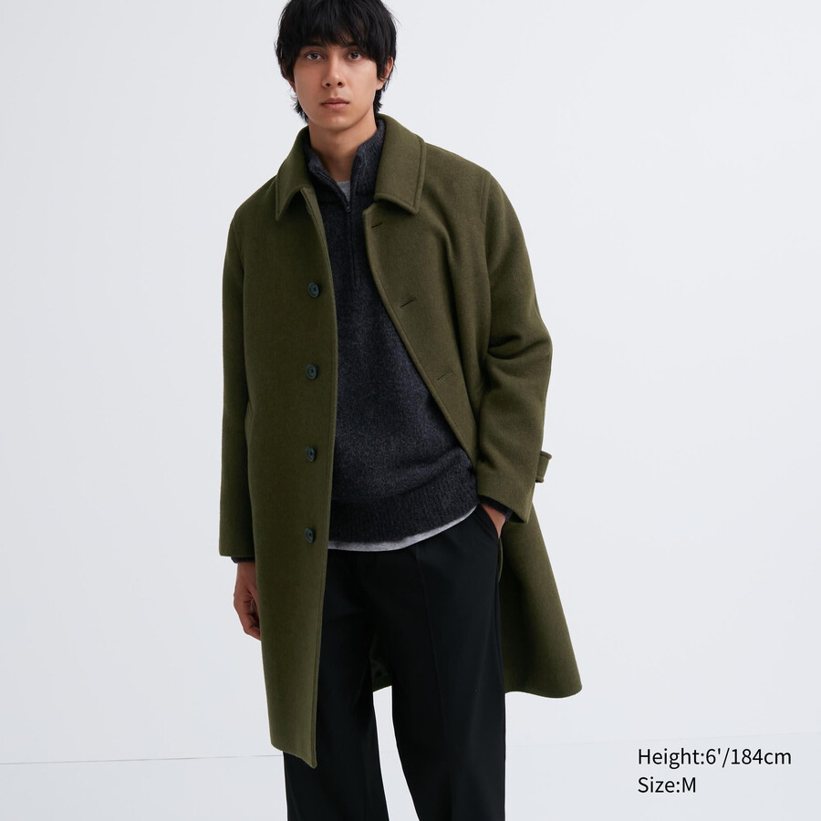 giacche uniqlo balmacaan da uomo color oliva