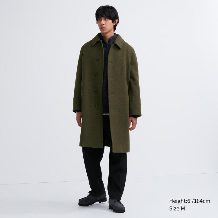 giacche uniqlo balmacaan da uomo color oliva