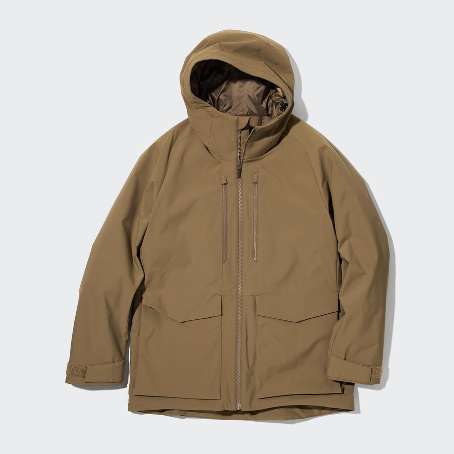 giubbotti uniqlo hybrid down 3d cut da uomo marroni