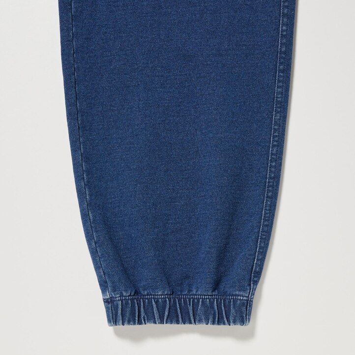 pantaloni da jogging uniqlo in denim effetto jersey lavato blu da uomo