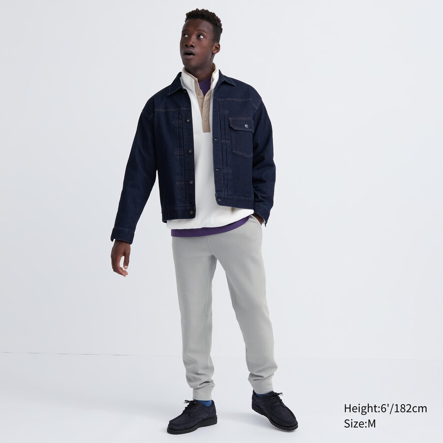 pantaloni da jogging uniqlo dry stretch grigio chiaro da uomo