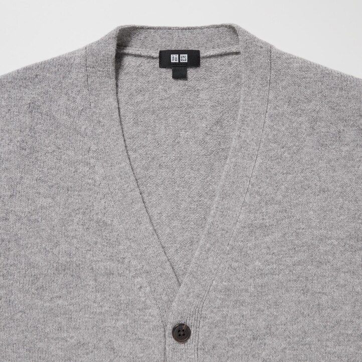 maglioni da uomo uniqlo premium in lana dagnello con scollo a v grigi
