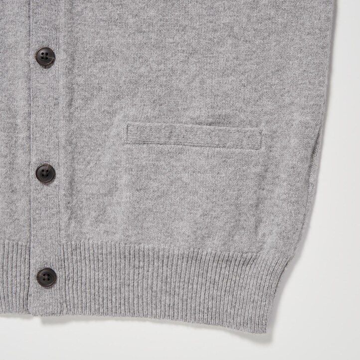maglioni da uomo uniqlo premium in lana dagnello con scollo a v grigi