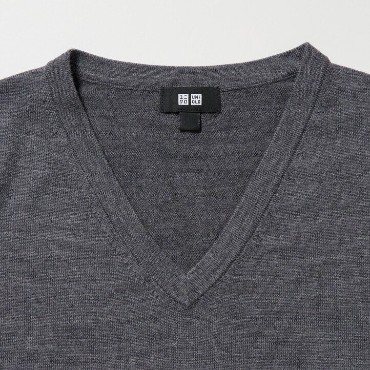 maglioni da uomo uniqlo in lana merino extra fine con scollo a v verdi