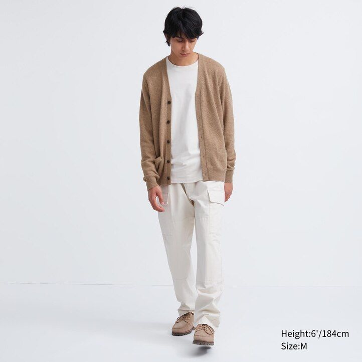 maglioni da uomo uniqlo premium in lana dagnello con scollo a v grigi