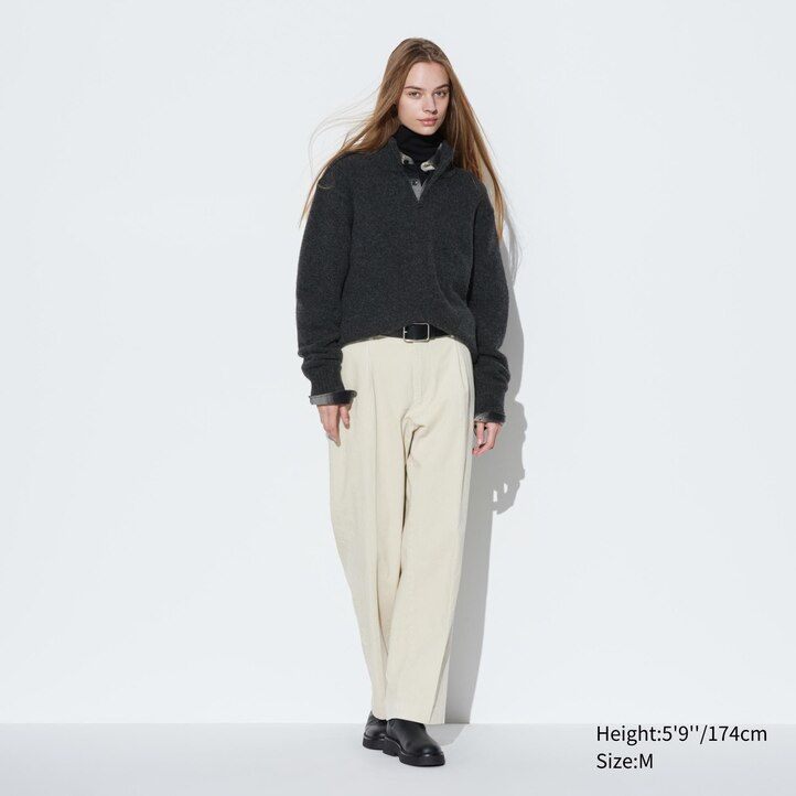 maglioni da uomo uniqlo souffle yarn con mezza zip beige