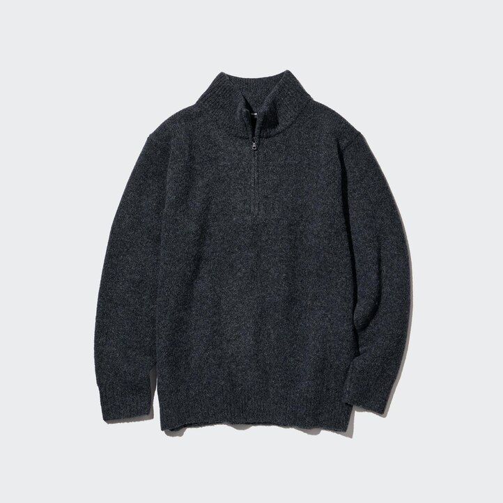 maglioni da uomo uniqlo souffle yarn con mezza zip beige