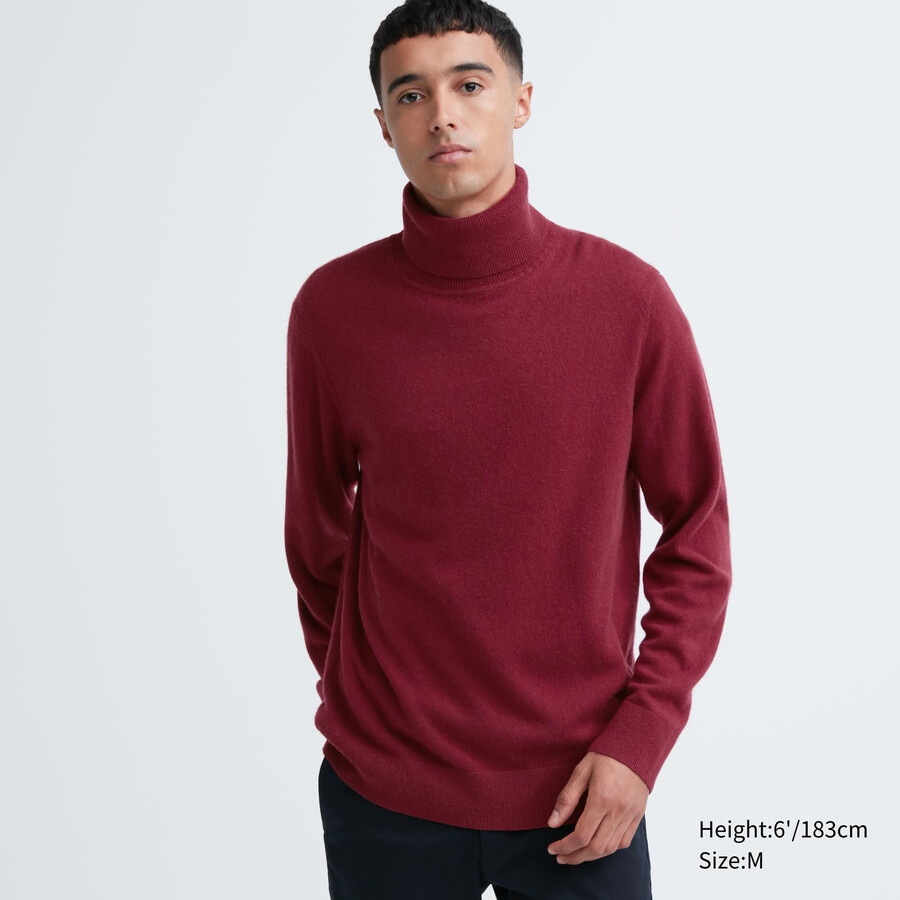 maglioni uniqlo 100 lana vergine da uomo color bordeaux