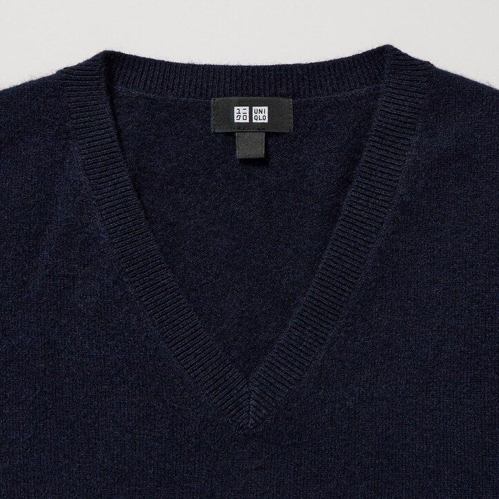 maglioni da uomo uniqlo 100 cotone con scollo a v blu navy