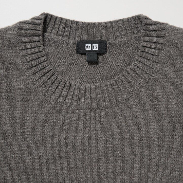 maglioni da uomo uniqlo premium in lana dagnello con scollo rotondo e motivo a rombi colore blu navy