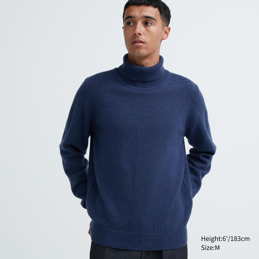 maglioni da uomo uniqlo premium lambswool blu