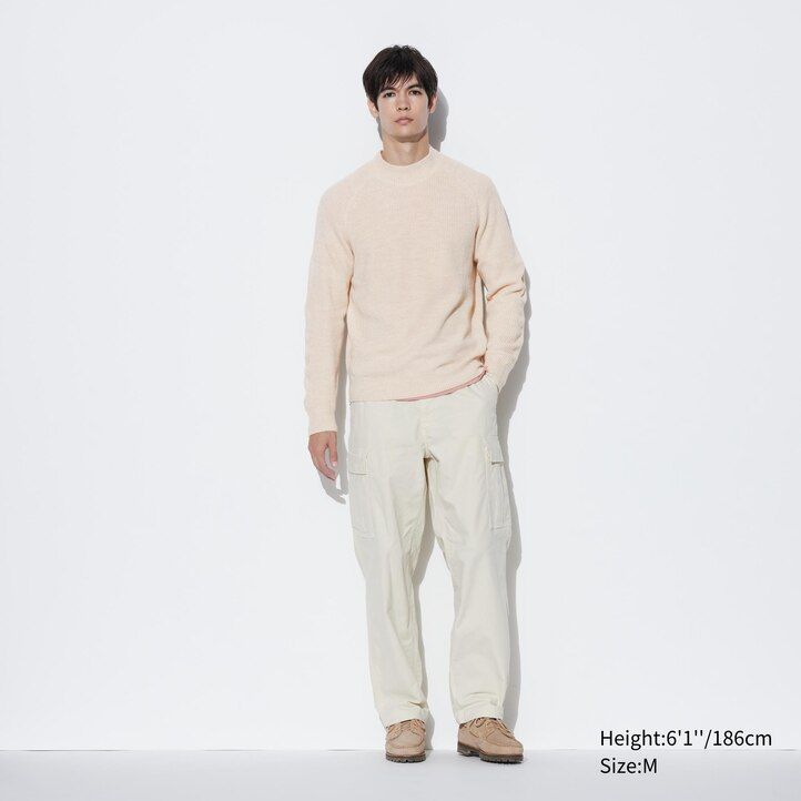 maglioni da uomo uniqlo a collo alto in maglia di media lunghezza blu