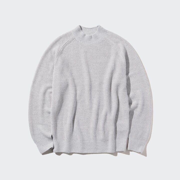 maglioni da uomo uniqlo a collo alto in maglia di media lunghezza blu