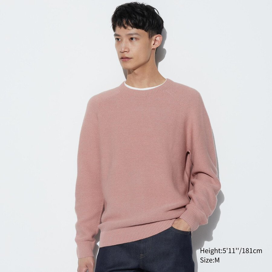 maglioni da uomo uniqlo 3d knit seamless crew neck rosa