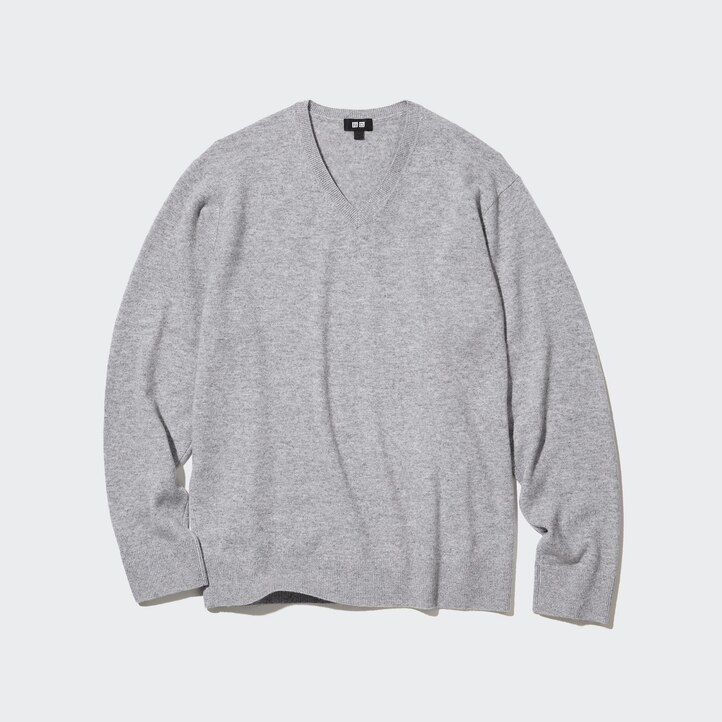 maglioni con scollo a v uniqlo 100 cotone da uomo grigi