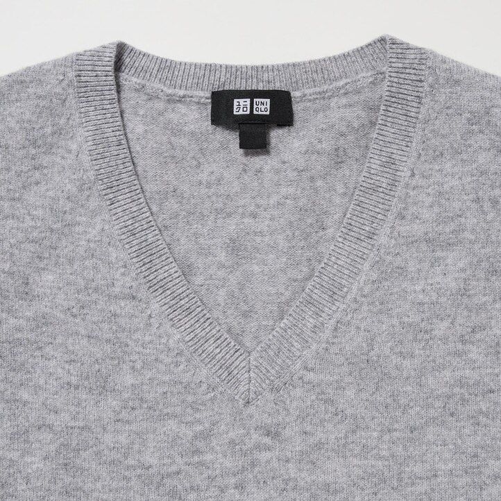 maglioni con scollo a v uniqlo 100 cotone da uomo grigi