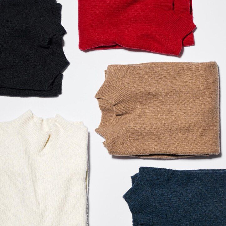 maglioni a collo alto in filato soufflé senza cuciture uniqlo 3d da uomo marroni