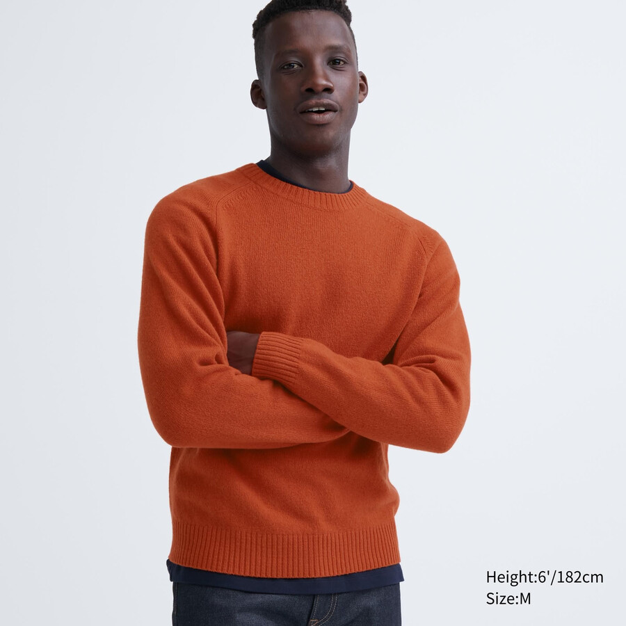 maglioni da uomo con scollo rotondo in lana dagnello uniqlo premium arancione