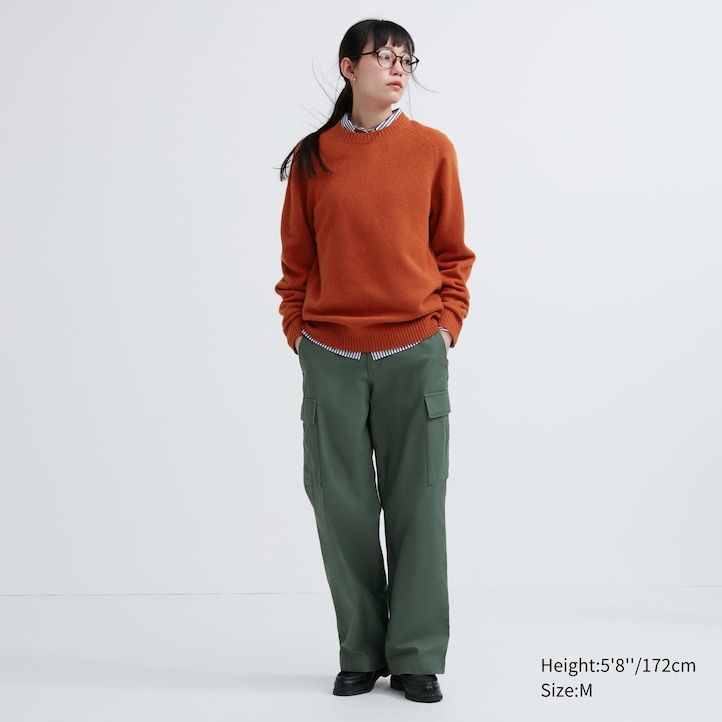 maglioni da uomo con scollo rotondo in lana dagnello uniqlo premium arancione