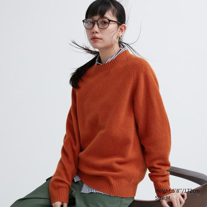 maglioni da uomo con scollo rotondo in lana dagnello uniqlo premium arancione