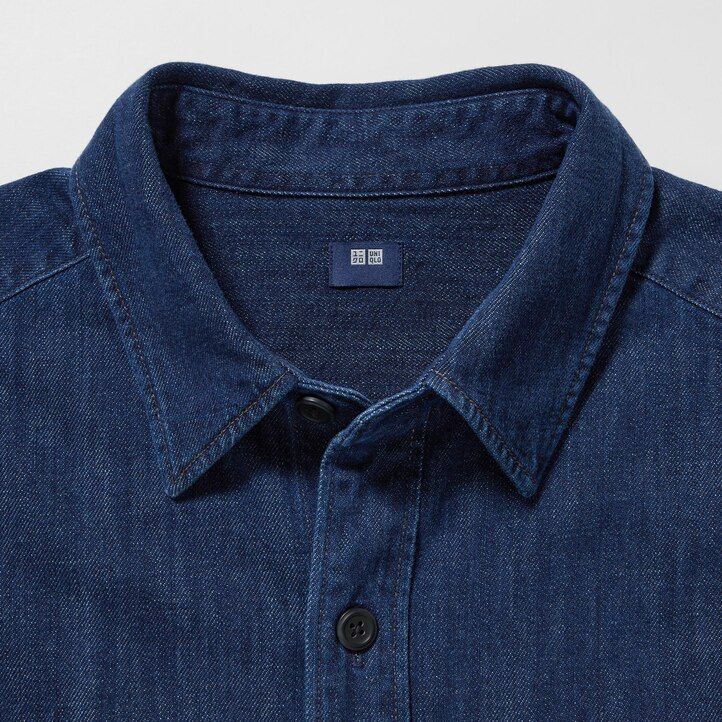 camicia oversize da uomo uniqlo denim utility blu