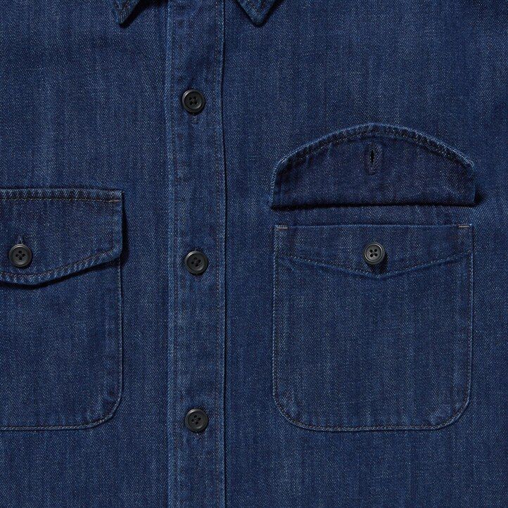camicia oversize da uomo uniqlo denim utility blu