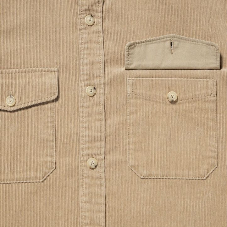 camicia da lavoro oversize in velluto a coste uniqlo da uomo beige