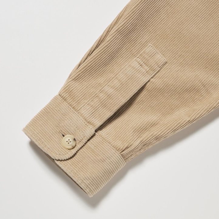 camicia da lavoro oversize in velluto a coste uniqlo da uomo beige